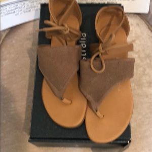 Suede and leather sandals